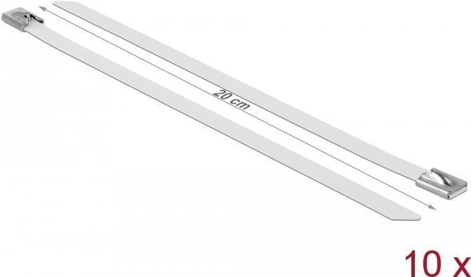 Produktbild Delock Edelstahlkabelbinder 200x7,9 10 Stk. (Metallkabelbinder, 200 mm, 10 Stk.)