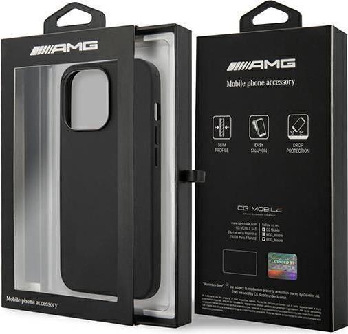 Produktbild Mercedes AMG AMHCP14LDOLBK iPhone 14 Pro 6,1" czarny/black hardcase Leather Hot Stamped (Apple iPhone 14 Pro)