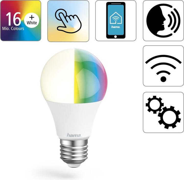 Actual product image Hama WLAN LED lamp (E27, 10 W, 806 lm, 1 x, G)