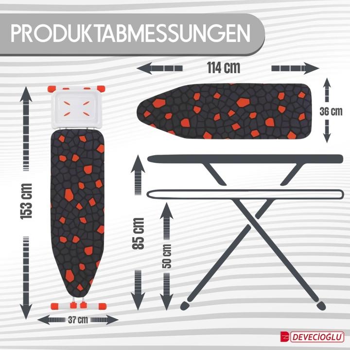 Produktbild Harbinger Bügelbrett, Bügeleisen Ablage, Bügelbrettbezug 36X114cm, Höhe 50-80cm, Schwarz (114 x 36 cm)
