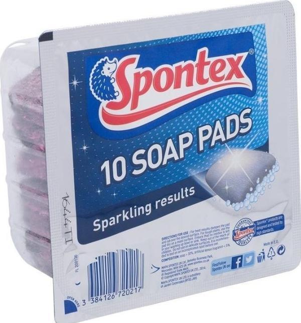 Productafbeelding Spontex Zeepkussentjes met 30% zeepgehalte staalwol, pak van 10