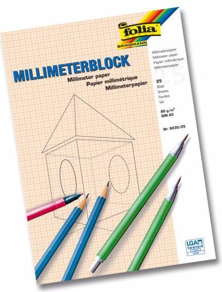 Actual product image Folia Millimeter paper block (A3, Checked)