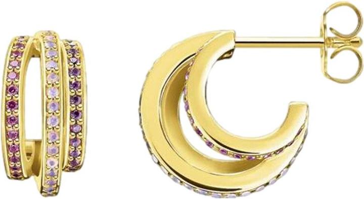 Thomas Sabo Creolen Ringe gold mit farbige Steine (925 Sterlingsilber, 750 Gelbgold Vergoldung)