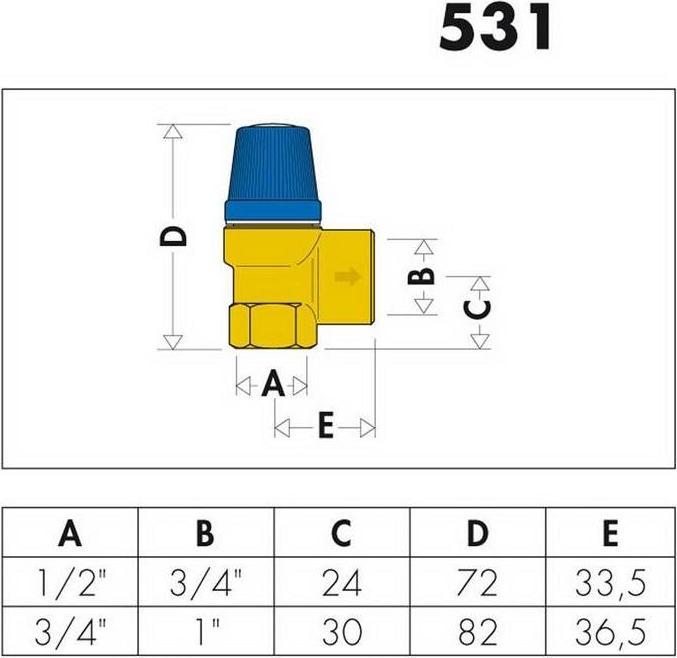 Immagine prodotto Caleffi Valvola di sicurezza a membrana da 3/4 di pollice, 10 bar