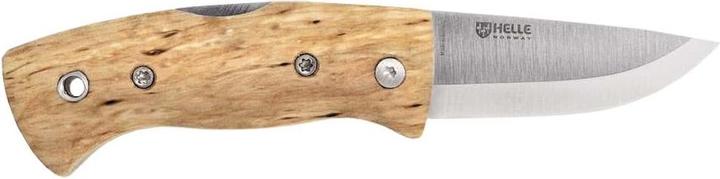 Actual product image Helle Kletten pocket knife, three-layer steel, curly birch, back lock (5.50 cm)