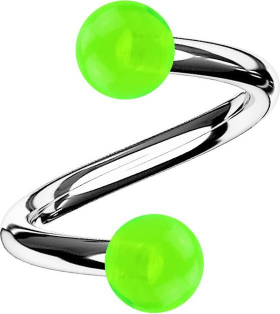 Immagine prodotto Star Piercing Micro spirale argento con due sfere verde trasparente (Acrilico, Acciaio chirurgico 316L, senza ottone)