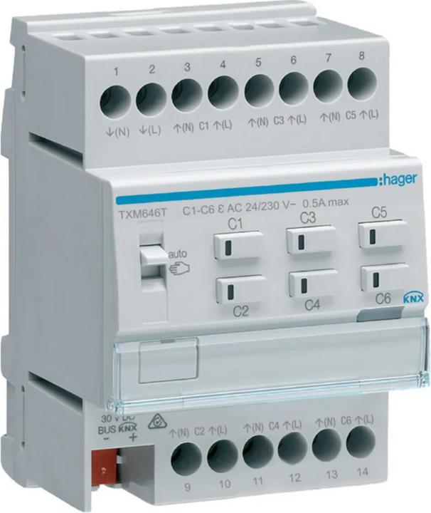 Image du produit Hager TXM646T Actionneur de chauffage sextuple KNX (Actionneur de chauffage)