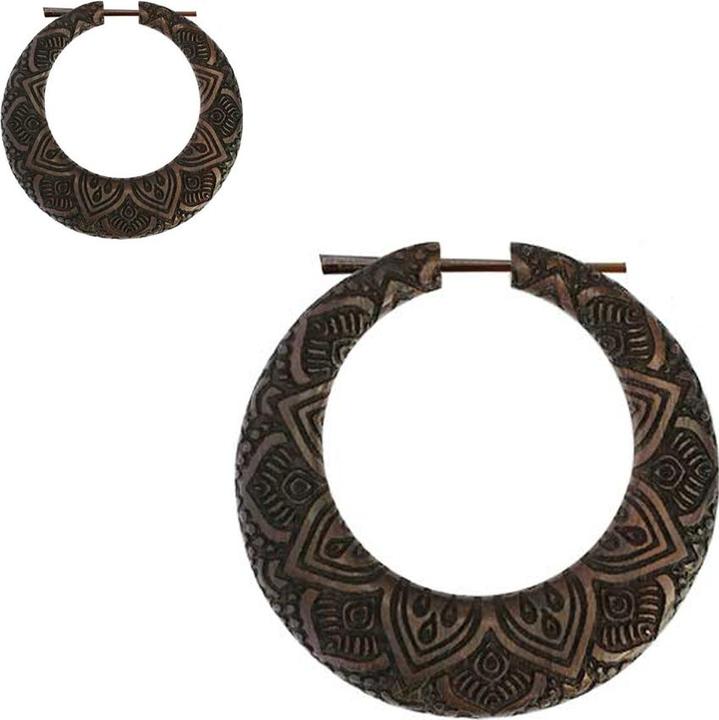 Produktbild Chaotic Trading Ohrring Donut Blumenwiese Graviert aus Narra Holz (Organisch, ohne Messing)