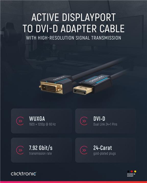 Immagine prodotto clicktronic DisplayPort — DVI (5 m, DisplayPort, DVI)
