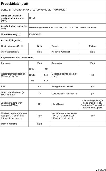 Produktbild Bosch Hausgeräte KIN86VSE0 (260 l)