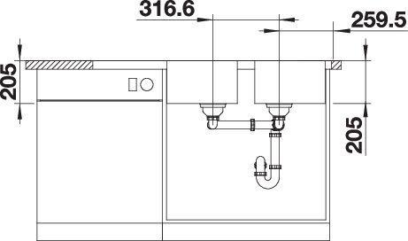 Immagine prodotto Blanco Lemis 8 S-IF (Lavello montato, 116 cm, 50 cm)