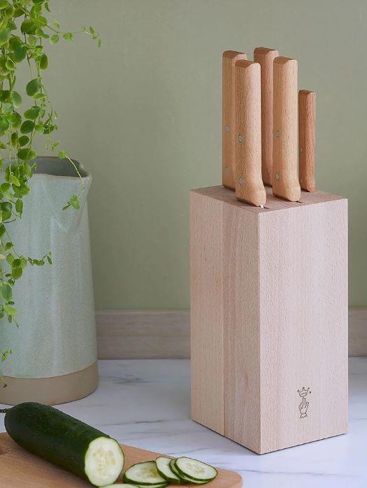 Produktbild Opinel Messerblock PARALLELE BREAD, Buchenholz mit 5 Messern, der PARALLELE Serie