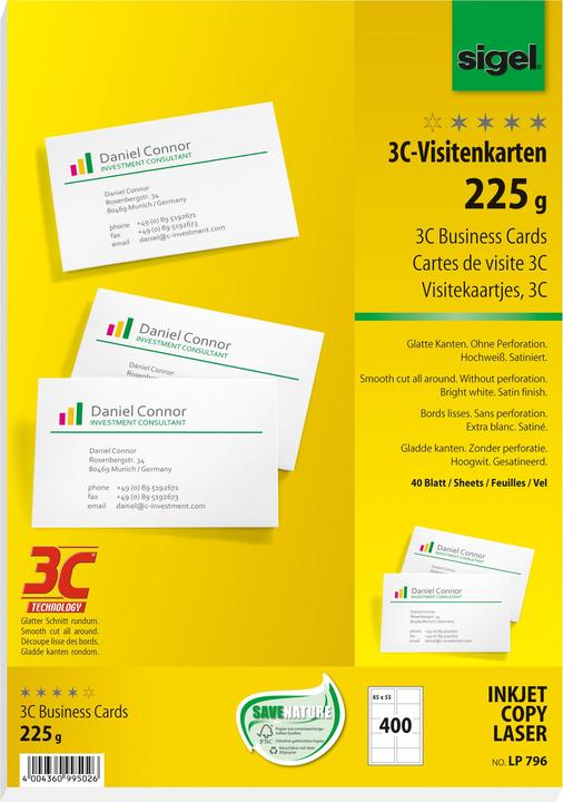 Actual product image Sigel Business cards 3C (225 g/m², 400 x, A4)