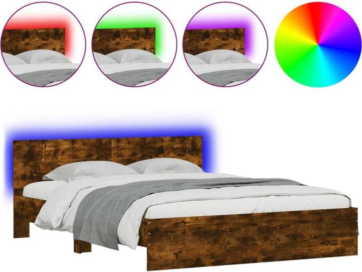 Produktbild VidaXL Bettgestell mit Kopfteil und LED-Beleuchtung (160 x 200 cm)