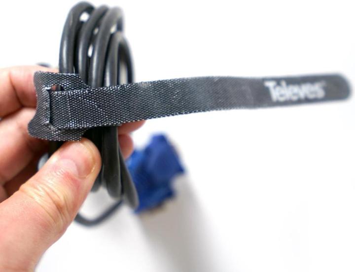Produktbild Televes KBL Nylonklettband 10er-Pack schwarz -Logo B15/L250mm (Klettkabelbinder, 250 mm, 10 Stk.)