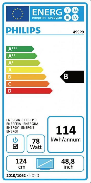 Energy Label Philips 499P9H/00 (5120 x 1440 pixels, 49")