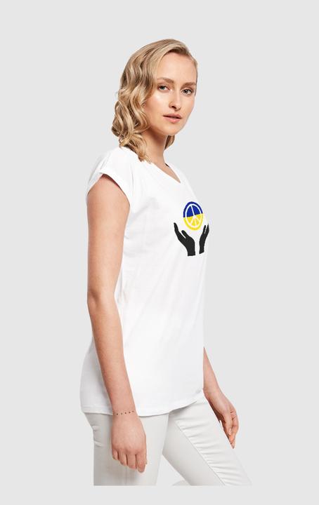 Actual product image Merchcode Ladies Peace - Hand Peace Extended Shoulder T-Shirt - 161437 (S)