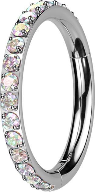 Produktbild Star Piercing Micro Segmentring klappbar silber seitlich Kristalle multicolor (Titan G23, ohne Messing)