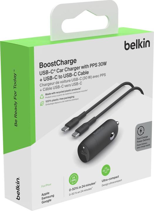 Produktbild Belkin 30W CAR CHARGER USBC-C 1M BLK