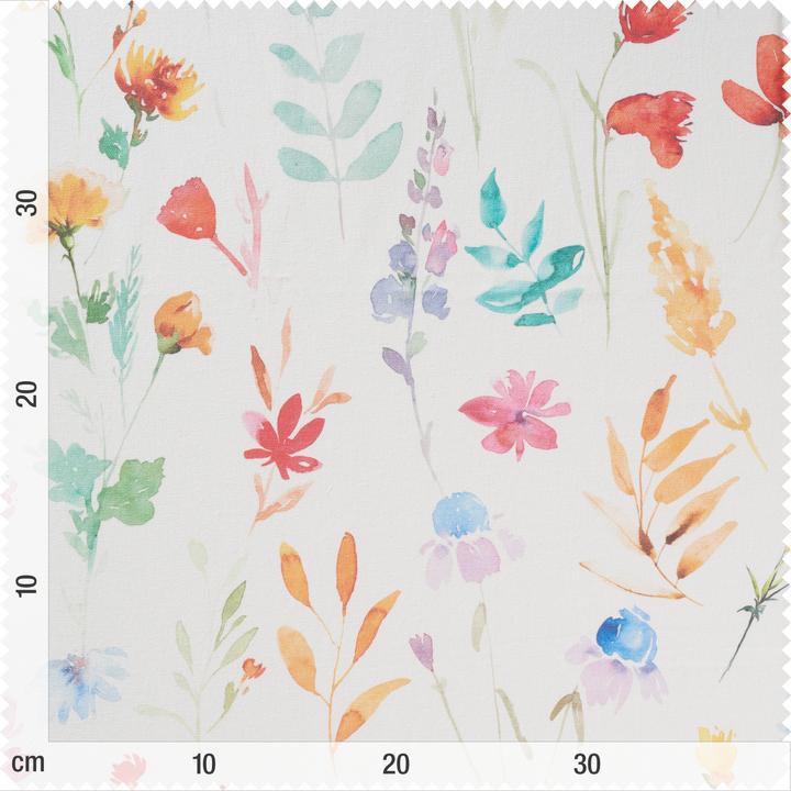 Actual product image Globaltex Cotton fabric "Colourful flowers", 140 cm wide, by the metre