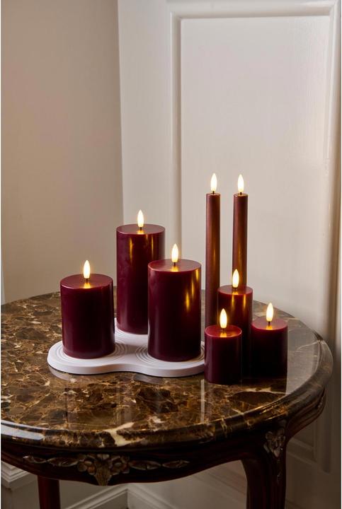 Actual product image Sirius LED Candle Set Sille, 10/12.5/15cm,Bordeaux,Rechargeable (3 x)