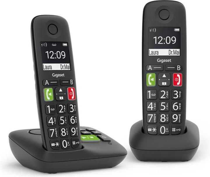 Immagine prodotto Gigaset E290A DUO - Telefono domestico wireless per anziani con segreteria telefonica e 2 portatili - L