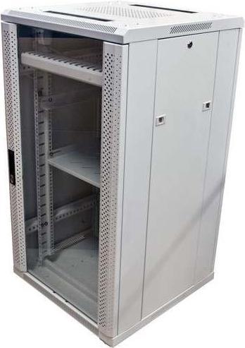 Produktbild Allnet 19 Schrank 12HE B600 / T600mm *lichtgrau* SNB-Serie Glastür (12 HE, 19 Zoll Rack)