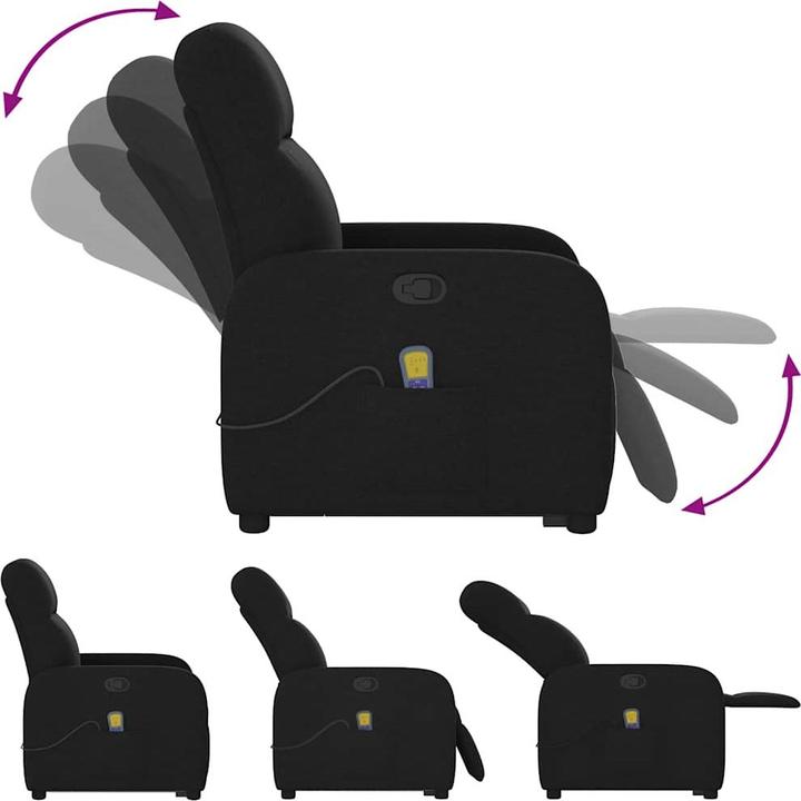 Produktbild VidaXL Massagesessel mit Aufstehhilfe Schwarz Stoff