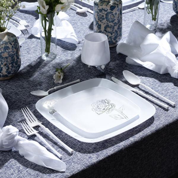 Immagine prodotto Decorline Piatto 25.5x25.5cm Peonia Bianco-Argento (10 x)