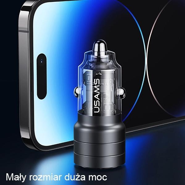 Actual product image Usams Ład. sam. C36 USB+USB-C 95W Fast Charge fioletowy/purple CC176CC02 (US-CC176)