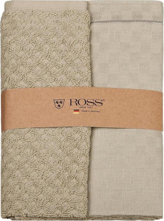 Ross 2er Pack Zwirn Halbleinen Geschirrtücher 908 (50 x 50 cm, 50 x 70 cm)