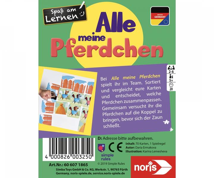 Actual product image Noris NOR71865 - Fun in learning: All my horses, learning game, 2-6 players, ages 5+ (DE edition) (German)