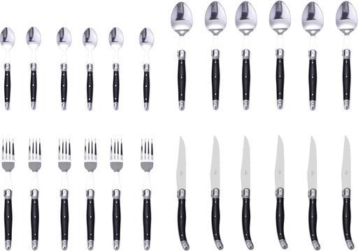 Actual product image Laguiole Cutlery set 24 pieces from the Black White Line (24 Piece, Cutlery set)