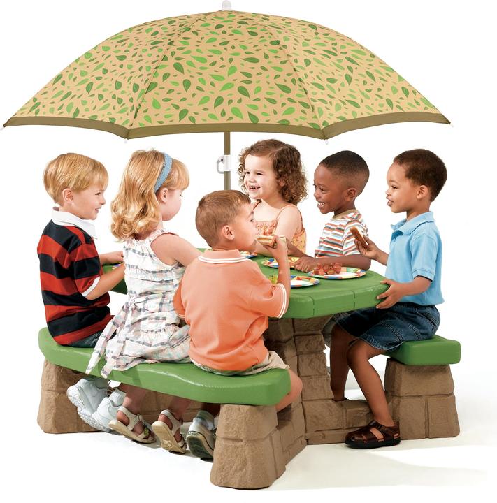 Actual product image Step2 Naturally Playful Picnic Table With Umbrella