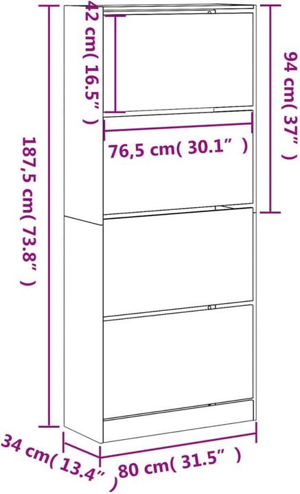 Produktbild VidaXL Nalani (80 x 34 x 187.5 cm)