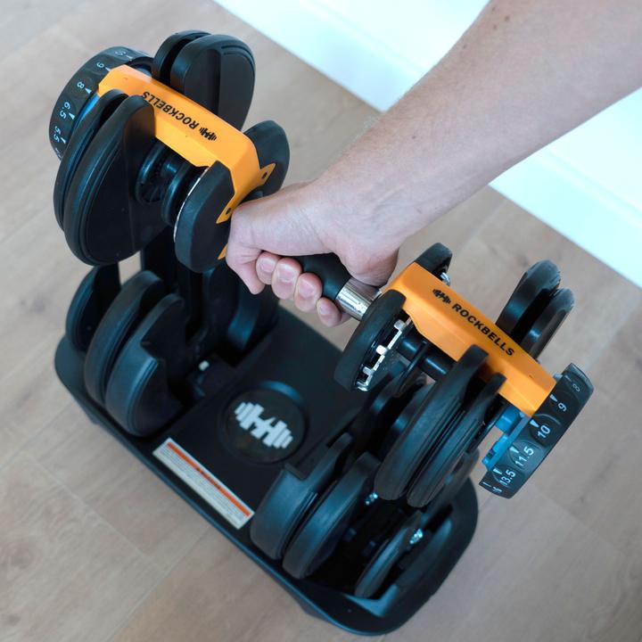 Actual product image Rockbells Verstellbares Hantel- / Gewichtsystem (2 bis 24 kg) Sport / Fitness inkl. Abstellbasis (1 x 2 kg - 24kg)