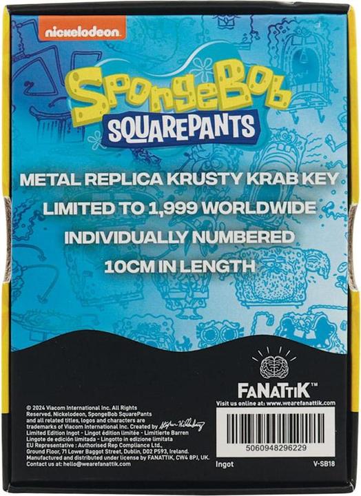 Image du produit Fanattik Réplique de Bob l'éponge Clé de crabe plaquée or 24k