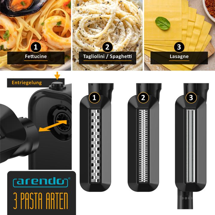Actual product image Arendo Elektrische Nudelmaschine, Pasta Maker, 5 Stärken, 120 W, Nudelwalze und 2x Pasta-Schneideinsätze