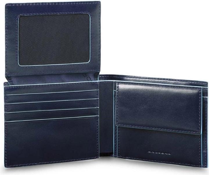 Actual product image Piquadro Blue Square - Men's wallet with flap ID window and coin pocket