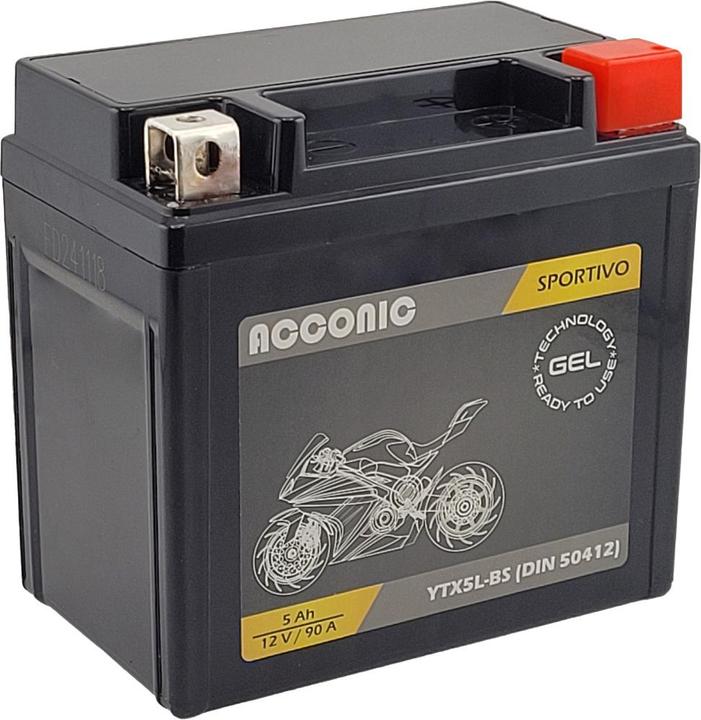 Produktbild Acconic Sportivo GEL YTX5L-BS Motorradbatterie 5Ah 12V (DIN 50412) (12 V, 5 Ah)