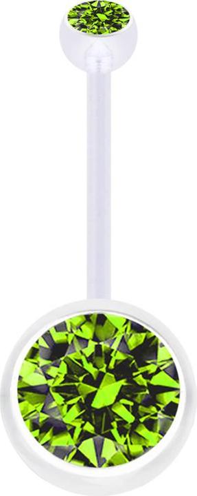 Produktbild Star Piercing Banane Schwangerschaft transparent mit zwei Kugeln Kristall gross hellgrün (Bioflex, ohne Messing)