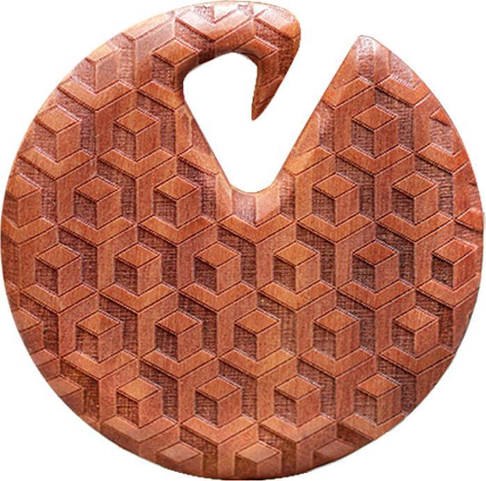 Star Piercing Ohrgewicht Teller 3D Illusion aus Sawo Holz (ohne Messing, Organisch)