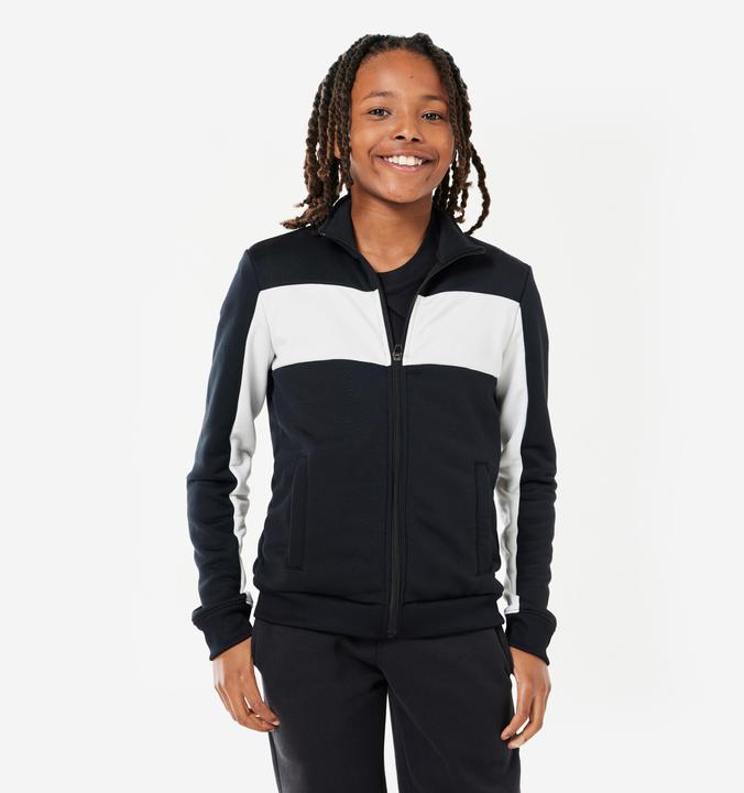 Actual product image Decathlon Training jacket tracksuit kids - black/white (140)