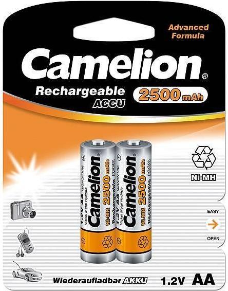 Actual product image Camelion AA/HR6, 2500 mAh, Rechargeable Batteries Ni-MH, 2 pc(s) (2 pcs., AA, 2500 mAh)