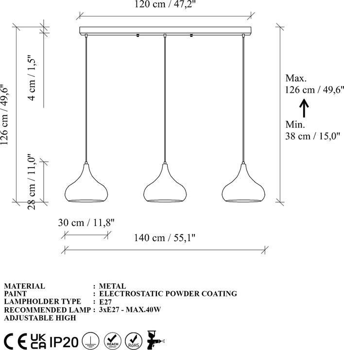Produktbild Opviq Muba Chandelier (E27)
