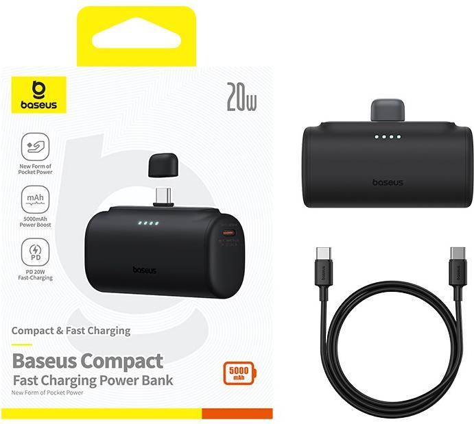 Actual product image Baseus Compact Series Fast Charging USB-C Powerbank 20W (5000 mAh, 20 W, 18 Wh)
