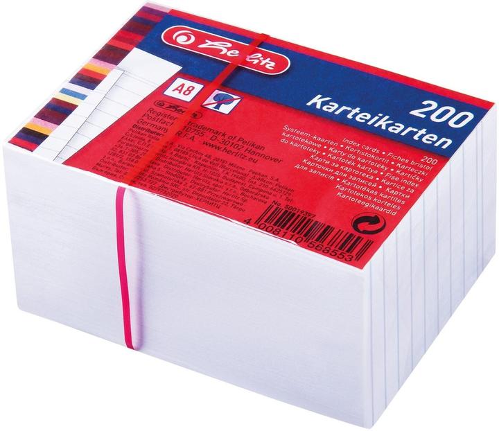 Produktbild Herlitz Karteikarten, DIN A8, liniert, weiá (A8, 170 g/m², 200 x)