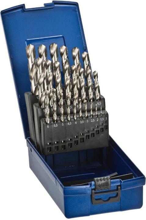 kwb Twist drill set 25 pieces (1 mm, 1.5 mm, 2 mm, 2.5 mm, 3 mm, 3.5 mm, 4 mm, 4.5 mm, 5 mm, 5.5 mm, 6 mm, 6.5 mm, 7 mm, 7.5 mm, 8 mm, 8.5 mm, 9 mm, 9.5 mm, 10 mm, 10.5 mm, 11 mm, 11.5 mm, 12 mm, 12.5 mm, 13 mm)