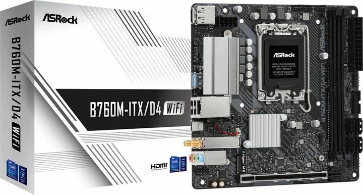 Produktbild AsRock B760M-ITX/D4 WiFi (LGA 1700, Intel B760, Mini-ITX)