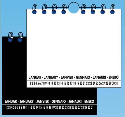 Produktbild Single Blankokalender Quer (A5, Kein Einband, Deutsch, Französisch, Englisch, Niederländisch)